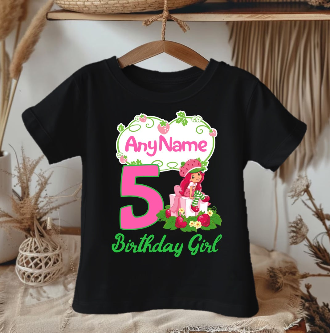 Strawberry Shortcake Personalized Custom Black Family T-Shirt or Onesie Pack Theme Cake Smash Birthday Party