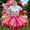 Strawberry Shortcake Black Girl Tutu Set Girls Personalized Custom Red Pink Gold Ribbon Sewn Trim Tutu Outfit Dress Theme Cake Smash Birthday Party