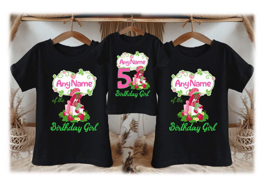 Strawberry Shortcake Black Girl Personalized Custom Black Family T-Shirt or Onesie Pack Theme Cake Smash Birthday Party