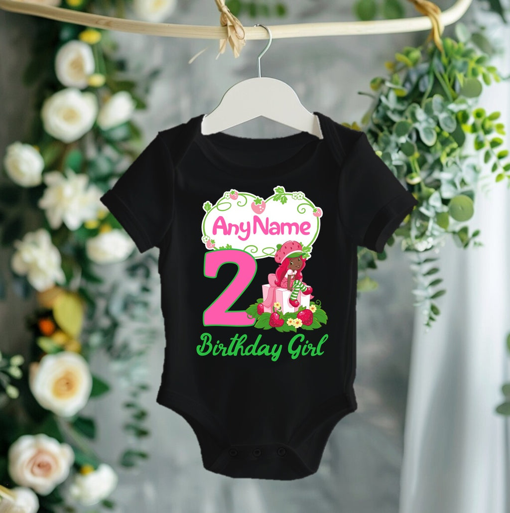 Strawberry Shortcake Black Girl Personalized Custom Black Family T-Shirt or Onesie Pack Theme Cake Smash Birthday Party