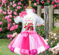 Strawberry Shortcake Black Girl Tutu Set Girls Personalized Custom Hot Pink White Pink Ribbon Tutu Outfit Dress Theme Cake Smash Party