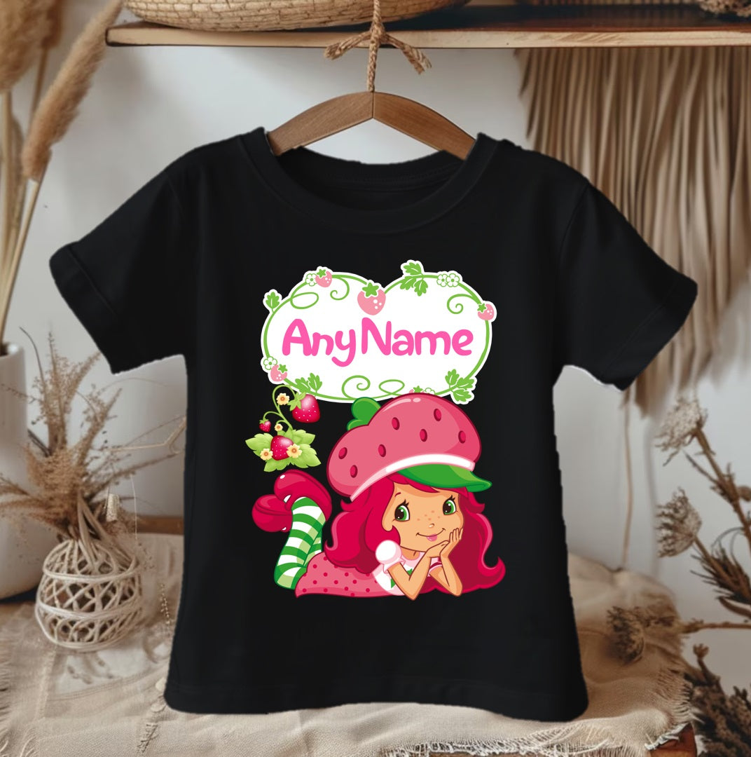 Strawberry Shortcake Personalized Custom Black T-Shirt or Onesie Theme Cake Smash Party