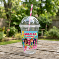 (Pack of 6) Strawberry Shortcake Custom Personalized Birthday Party 16 oz Cups with Dome Lids & Straws