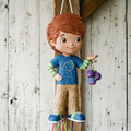 Premium Handmade 30-Inch Strawberry Shortcake Huckleberry Pie Character Pull-String Piñata Table Decor Party Centerpiece