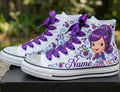 Custom Strawberry Shortcake Plum Pudding High-Top Sneakers Shoes Personalized with Name, Ribbon Laces & Rhinestones Birthday Parties Everyday Gift
