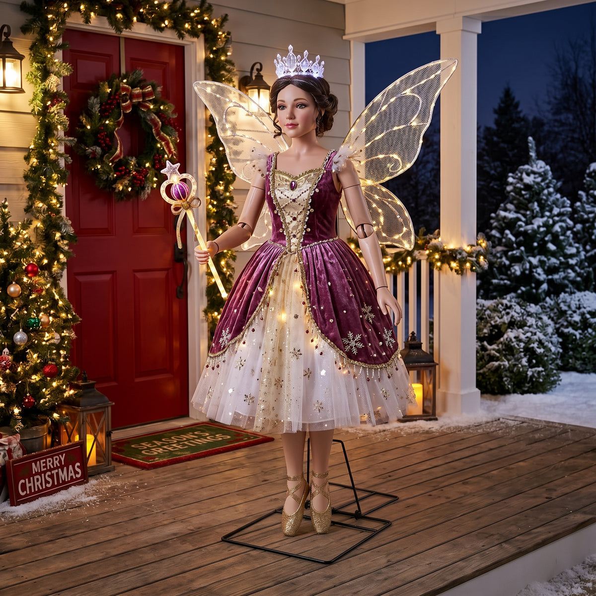 6' The Nutcracker Sugar Plum Fairy Figure Music Lights Motion Sensor Christmas Home Decor Accent Yard Prop