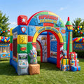 Superheroes Comic Book Theme Premium 10' x 10' Birthday House Inflatable Blow Up Walk-Through Archway Experience Decor Prop