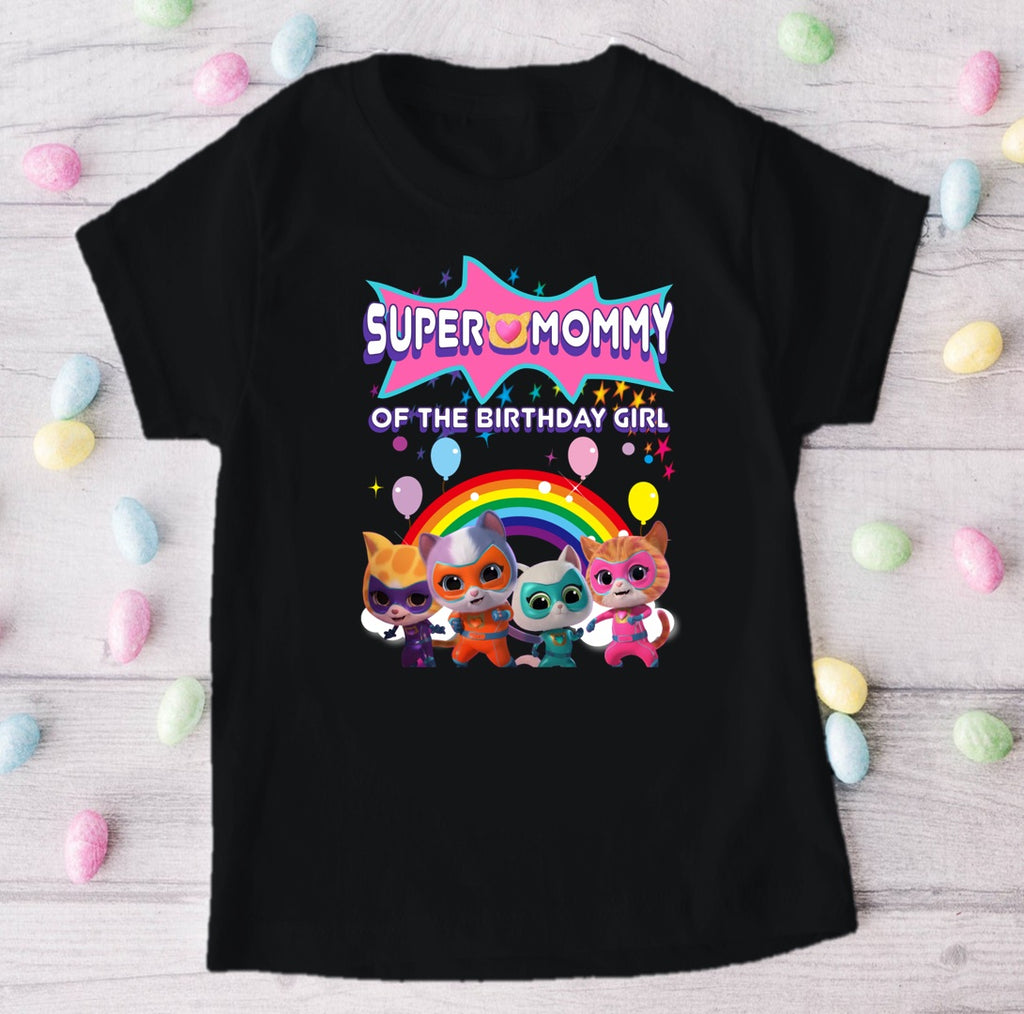 Super Kitties Personalized Custom Black Family T-Shirt or Onesie Pack Theme Cake Smash Birthday Party