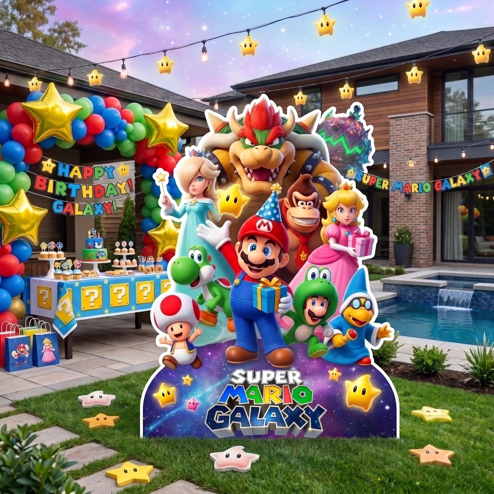 Life Size Super Mario Galaxy Movie Character Premium Freestanding Cutouts Yard Sign Decor Party Prop