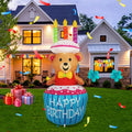 4' Teddy Bear in Cake Yard Birthday Inflatable Blow Up Decor Prop