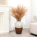 18.5" Rustic Cream and Brown Terracotta Urn Vase with Handles Accent Tabletop Home Decor