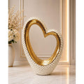 32"x24" White & Gold Modern Textured Ceramic Open Heart Accent Home Decor