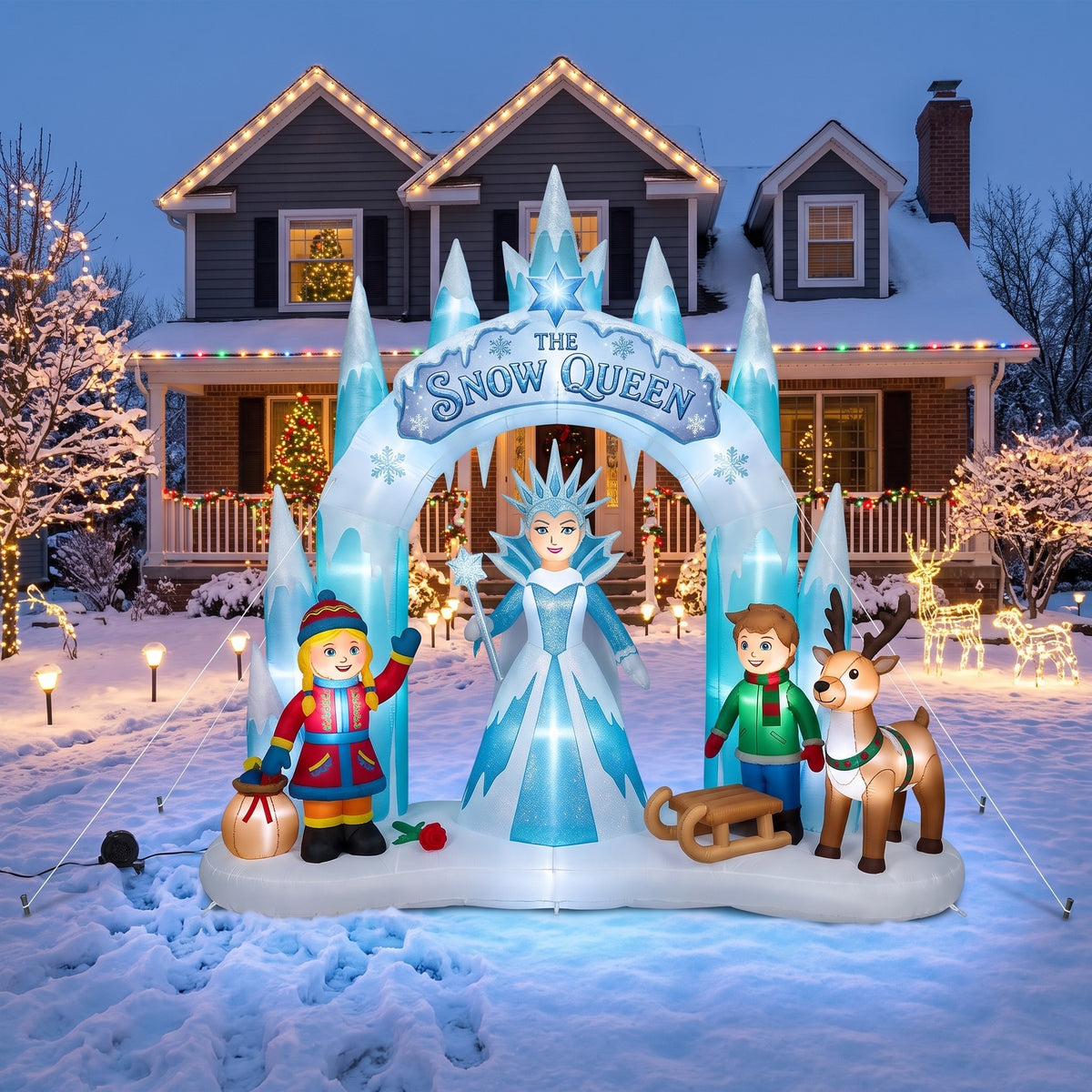 The Snow Queen (Hans Christian Andersen) Colossal 10-Foot Illuminated Holiday Archway Inflatable Scene Christmas Decor Yard Prop