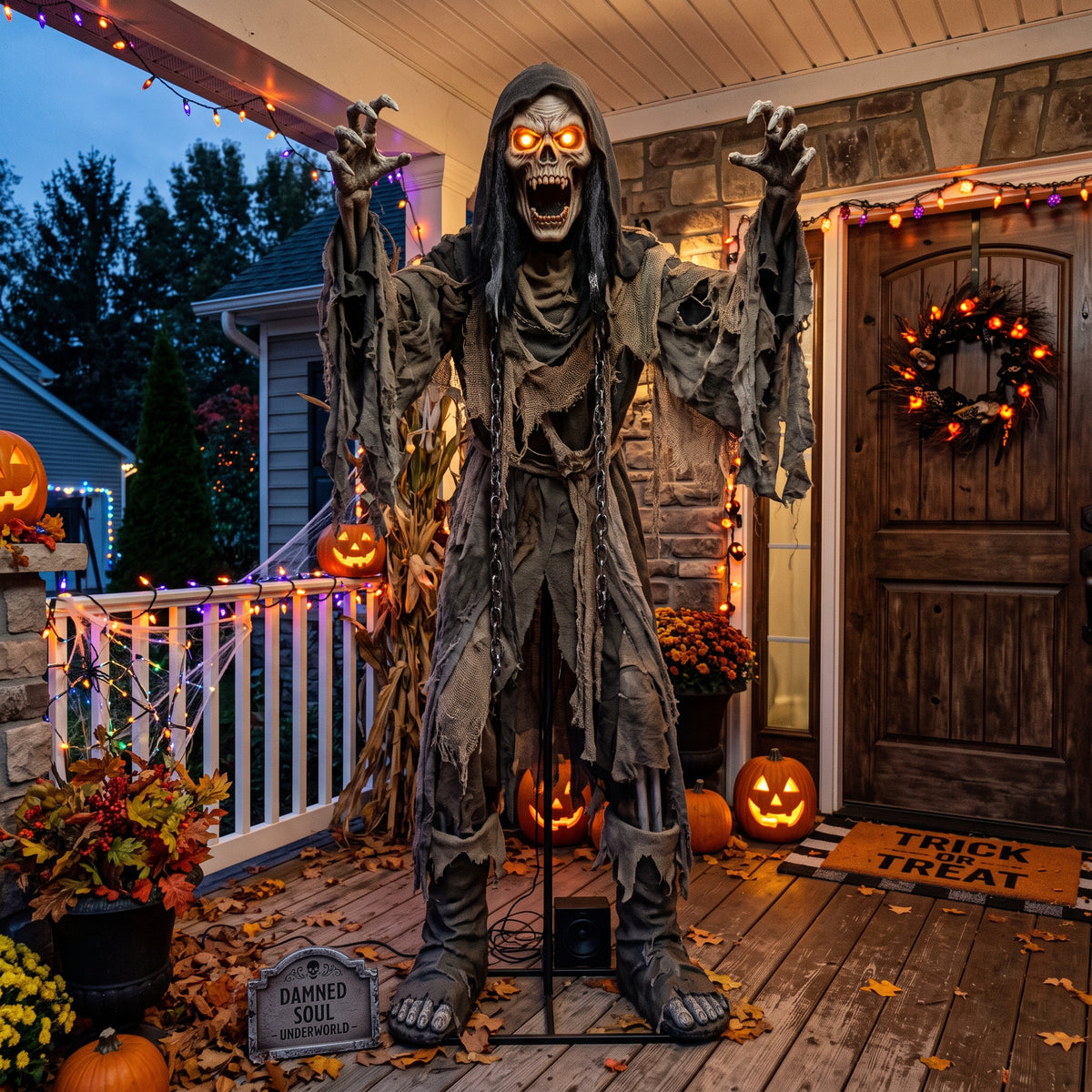 6' The Underworld Tormented Chained Soul Figure Music Lights Motion Sensor Halloween Home Decor Accent Yard Prop