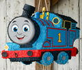 Premium Handmade 30-Inch Thomas All Engines Go Thomas Train Character Pull-String Piñata Table Decor Party Centerpiece