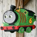 Premium Handmade 30-Inch Thomas All Engines Go Thomas Percy Character Pull-String Piñata Table Decor Party Centerpiece