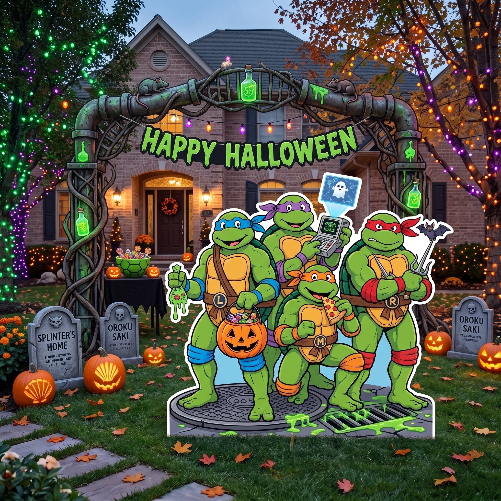 Life Size TMNT Ninja Turtles 1987 Halloween Character Premium Freestanding Cutouts Yard Sign Decor Party Prop