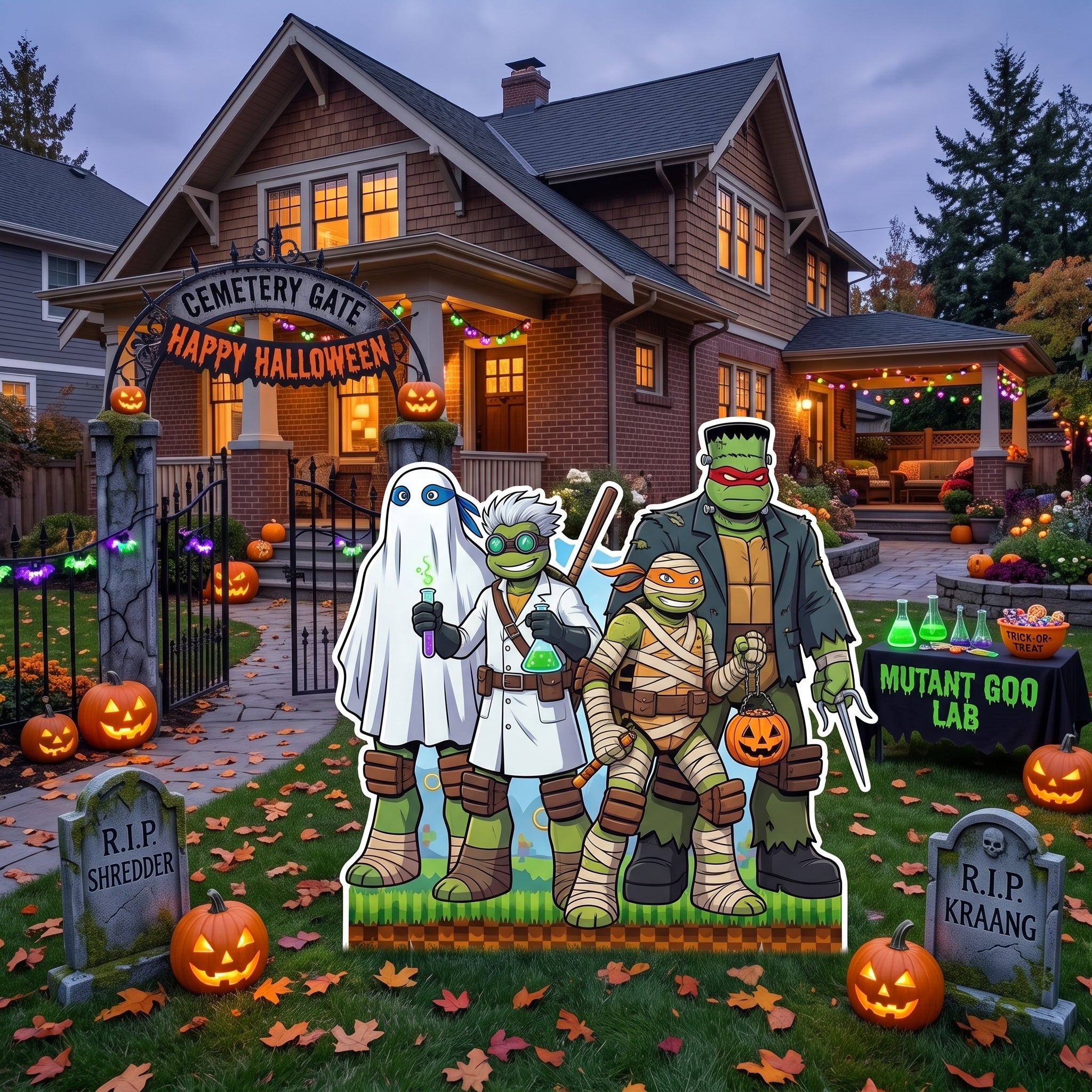 Life Size TMNT Ninja Turtles 2012 Halloween Character Premium Freestanding Cutouts Yard Sign Decor Party Prop