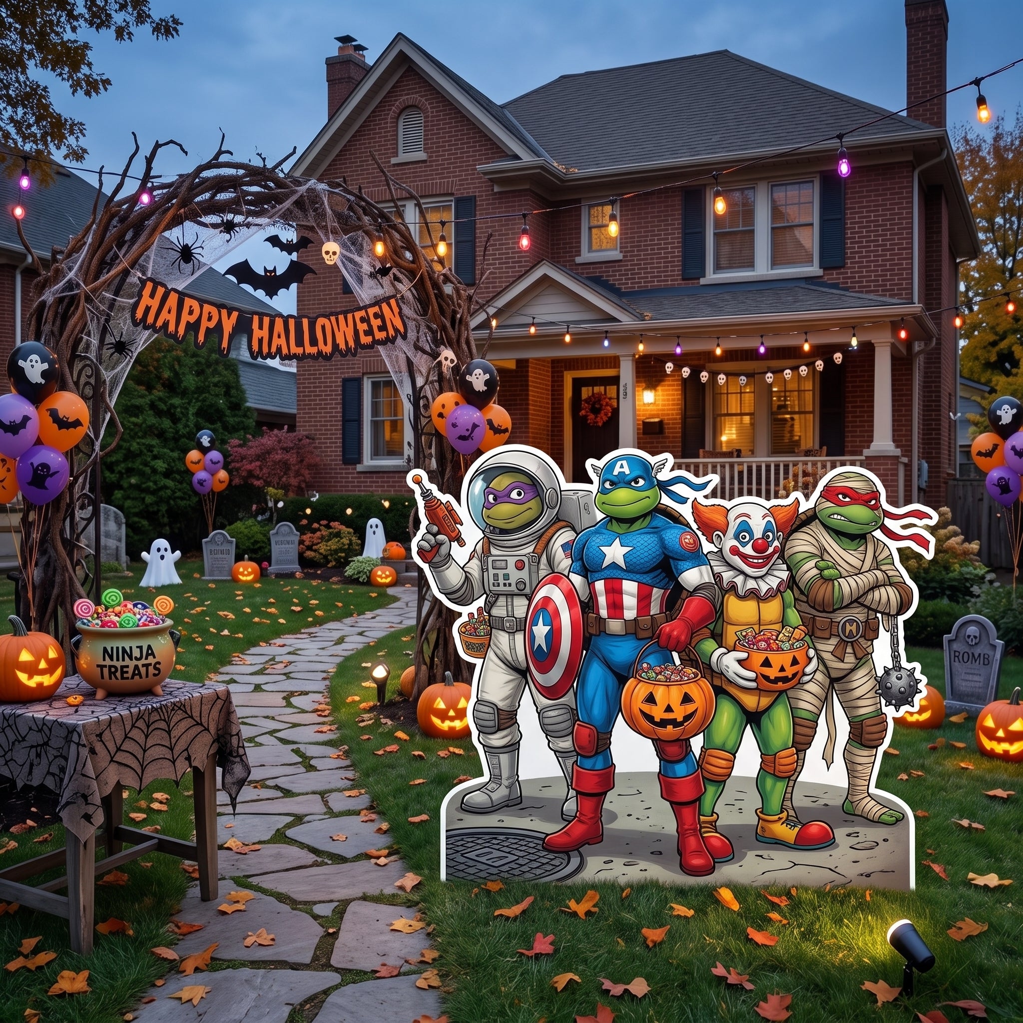Life Size TMNT Ninja Turtles Mayhem 2023 Halloween Character Premium Freestanding Cutouts Yard Sign Decor Party Prop