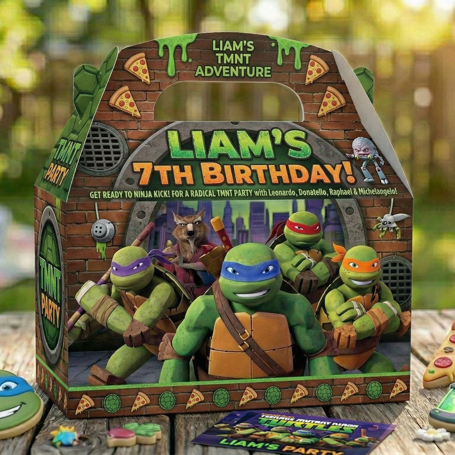 (Pack of 6) TMNT 2012 Ninja Turtles Custom Personalized Birthday Party Favor Gable Treat Boxes