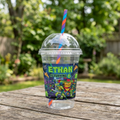 (Pack of 6) TMNT 2018 Rise Ninja Turtles Custom Personalized Birthday Party 16 oz Cups with Dome Lids & Straws