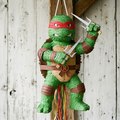 Premium Handmade 30-Inch TMNT Ninja Turtles Raph Raphael Character Pull-String Piñata Table Decor Party Centerpiece