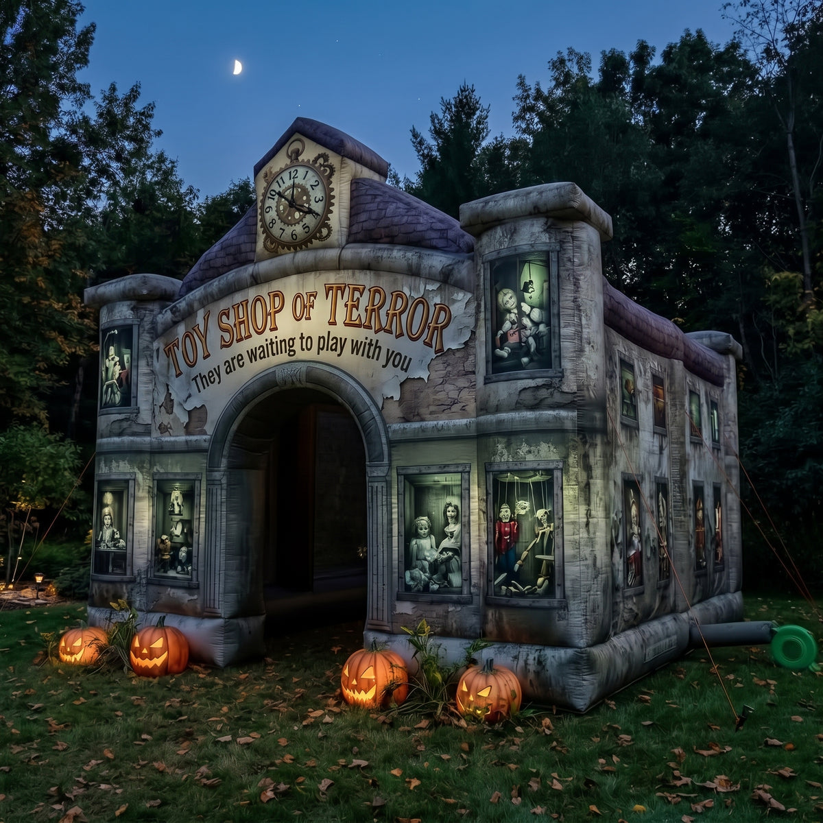 Toy Shop of Terror Theme Premium 10' x 10' Halloween Haunted House Inflatable Blow Up Walk-Through Archway Experience Decor Prop