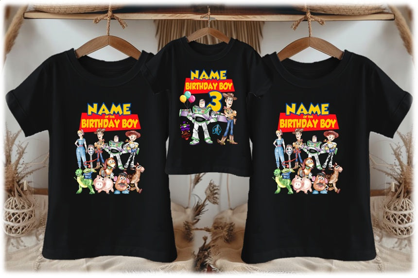Toy Story Buzz Woody Personalized Custom Black Family T-Shirt or Onesie Pack Theme Cake Smash Birthday Party