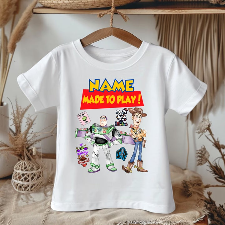 Toy Story Buzz Woody Personalized Custom White T-Shirt or Onesie Theme Cake Smash Party