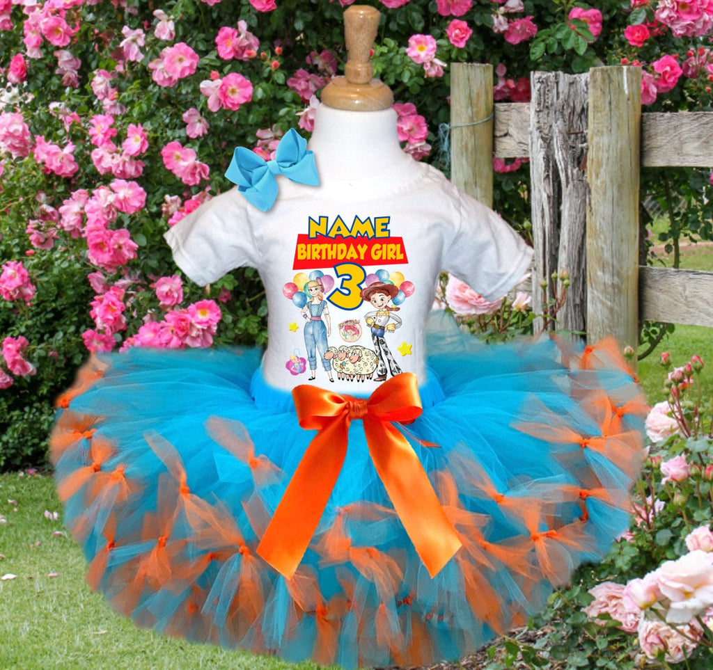 Toy Story Bo Peep Jessie Tutu Set Girls Personalized Custom Blue Orange Knots Tutu Outfit Dress Theme Cake Smash Birthday Party