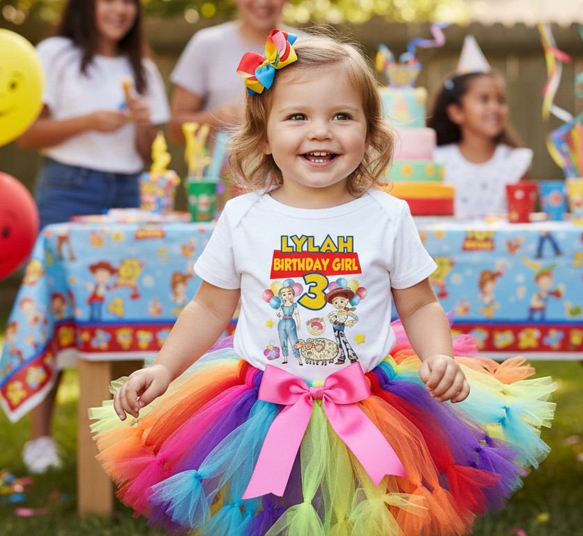 Toy Story Bo Peep Jessie Tutu Set Girls Personalized Custom Rainbow Knots Tutu Outfit Dress Theme Cake Smash Birthday Party