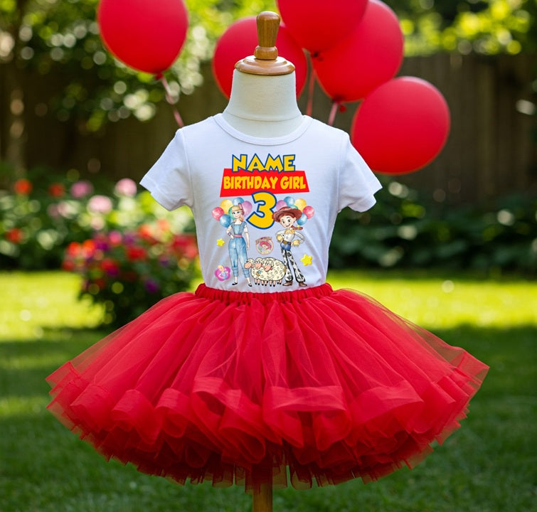 Toy Story Bo Peep Jessie Tutu Set Girls Personalized Custom Red Tutu Outfit Dress Theme Cake Smash Birthday Party