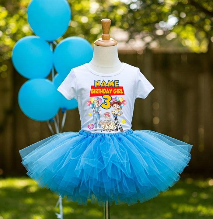 Toy Story Bo Peep Jessie Tutu Set Girls Personalized Custom Blue Tutu Outfit Dress Theme Cake Smash Birthday Party