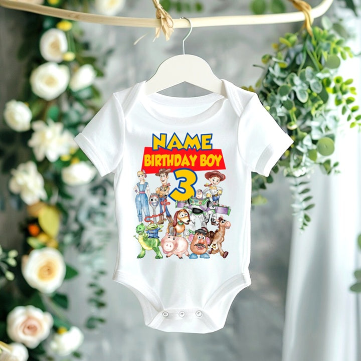 Toy Story Personalized Custom White T-Shirt or Onesie Theme Cake Smash Birthday Party