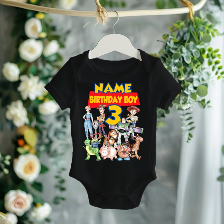 Toy Story Personalized Custom Black T-Shirt or Onesie Theme Cake Smash Birthday Party