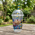 (Pack of 6) Transformers One Custom Personalized Birthday Party 16 oz Cups with Dome Lids & Straws