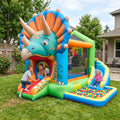 Play Bounce House Jumping Playhouse area with Slide and Ball Pit Dinosaur Triceratop's Head Castle Theme