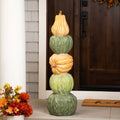 42.5" Resin Carved Tricolor Stacked Pumpkin Tower Fall Harvest Home Decor Accents