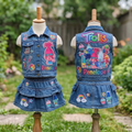 Personalized Custom Name Trolls Denim Vest & Skirt Set Birthday Party Cake Smash Gift