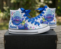 Custom Trolls Biggie High-Top Sneakers Shoes Personalized with Name, Ribbon Laces & Rhinestones Birthday Parties Everyday Gift