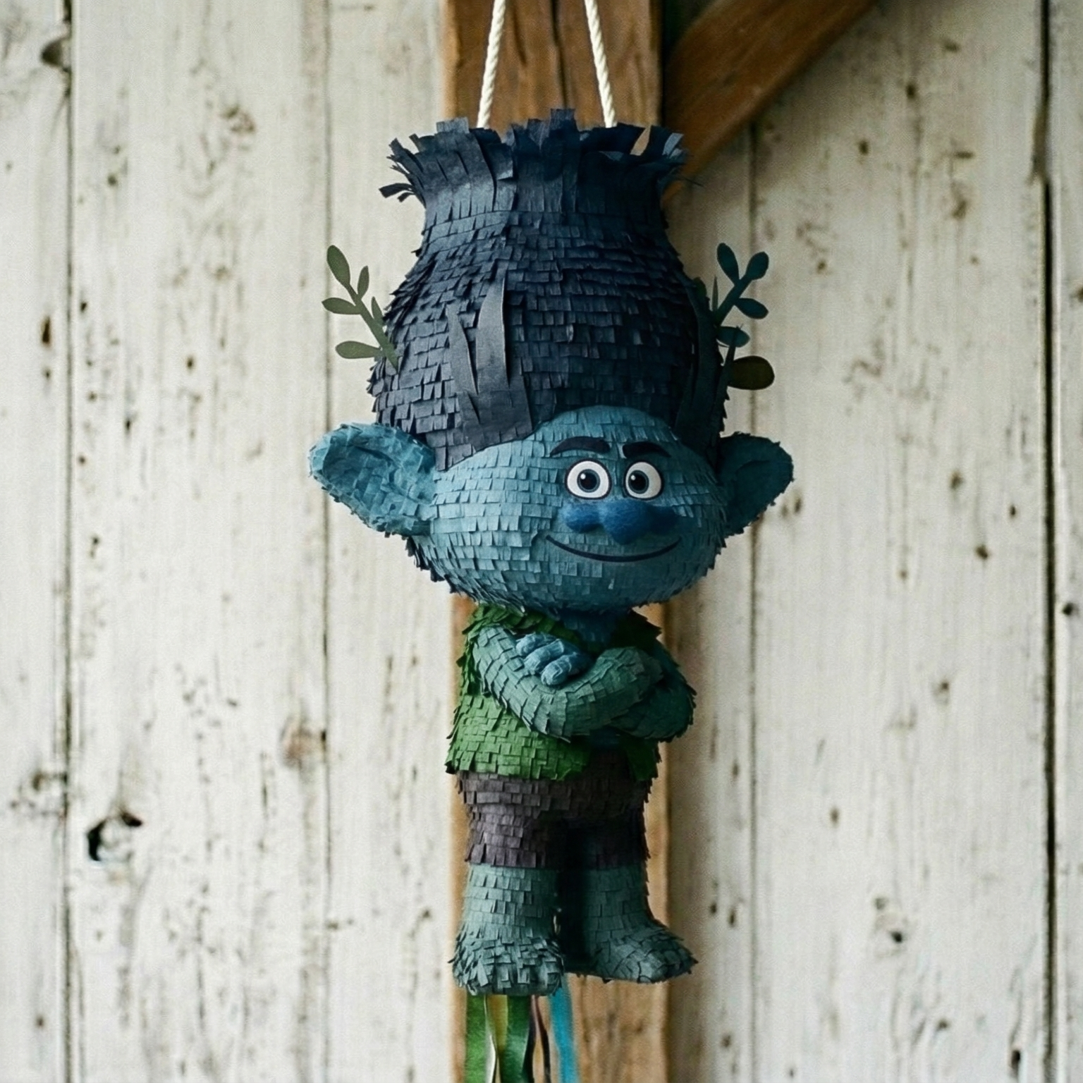 Premium Handmade 30-Inch Trolls Branch Character Pull-String Piñata Table Decor Party Centerpiece
