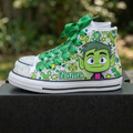 Custom Teen Titans Go Beast Boy High-Top Sneakers Shoes Personalized with Name, Ribbon Laces & Rhinestones Birthday Parties Everyday Gift