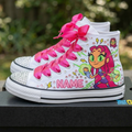 Custom Teen Titans Go Starfire High-Top Sneakers Shoes Personalized with Name, Ribbon Laces & Rhinestones Birthday Parties Everyday Gift