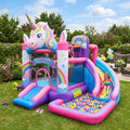 Play Bounce House Jumping Playhouse area with Slide and Ball Pit Magical Unicorn Theme