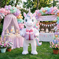 5' Magical Unicorn with Birthday Hat and Present Yard Birthday Inflatable Blow Up Decor Prop