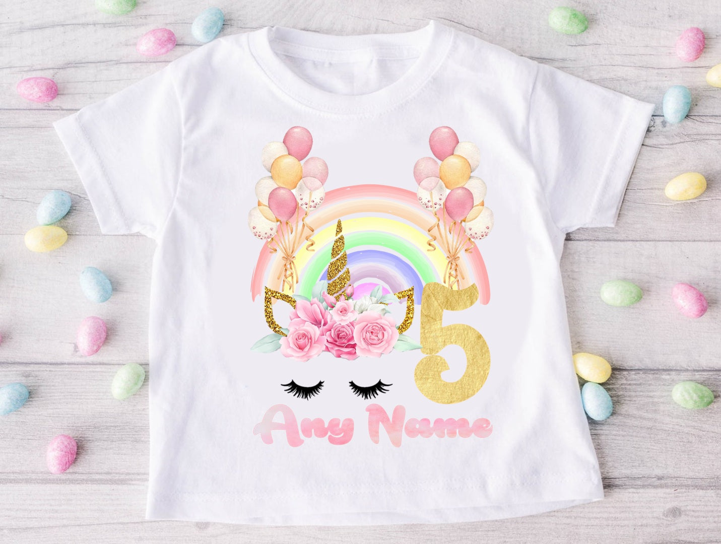 Unicorn Eyes Personalized Custom White Family T-Shirt or Onesie Pack Theme Cake Smash Birthday Party