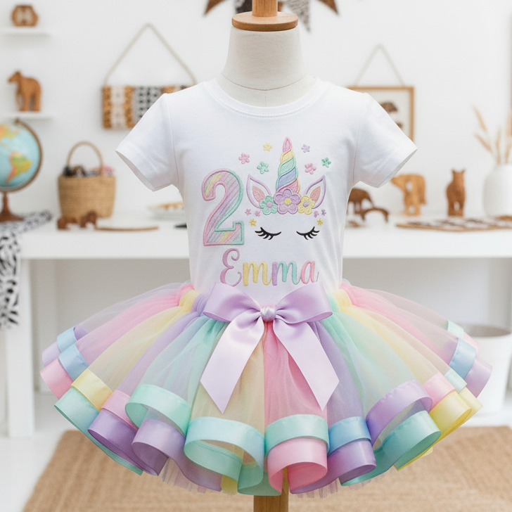 Magical Unicorn Face Tutu Set Girls Personalized Custom Tutu Outfit Dress Theme Cake Smash Birthday Party