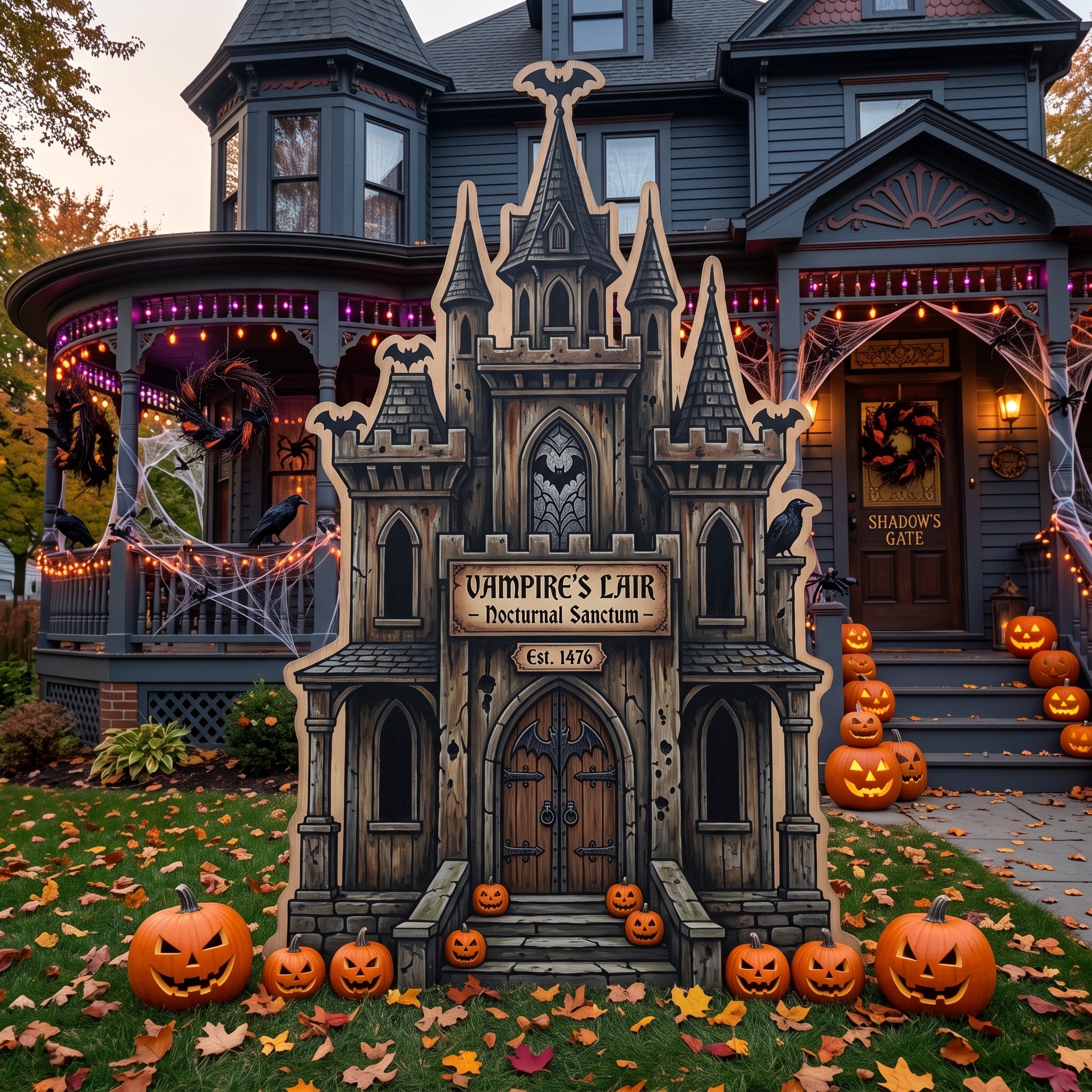 Life Size Vampire's Lair Premium Freestanding Halloween Cutouts Yard Sign Decor Party Prop