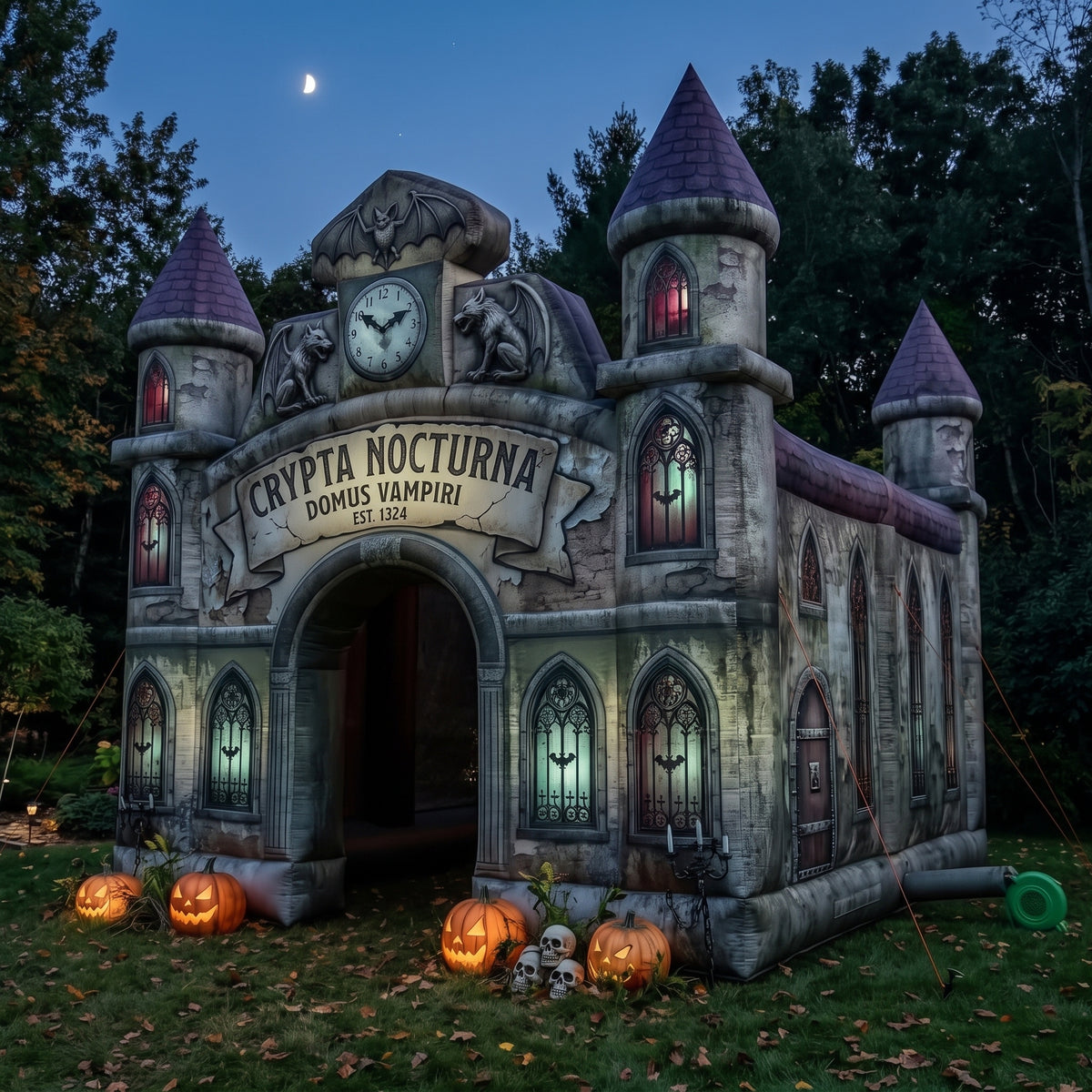 Vampire's Lair / Gothic Crypt Theme Premium 10' x 10' Halloween Haunted House Inflatable Blow Up Walk-Through Archway Experience Decor Prop