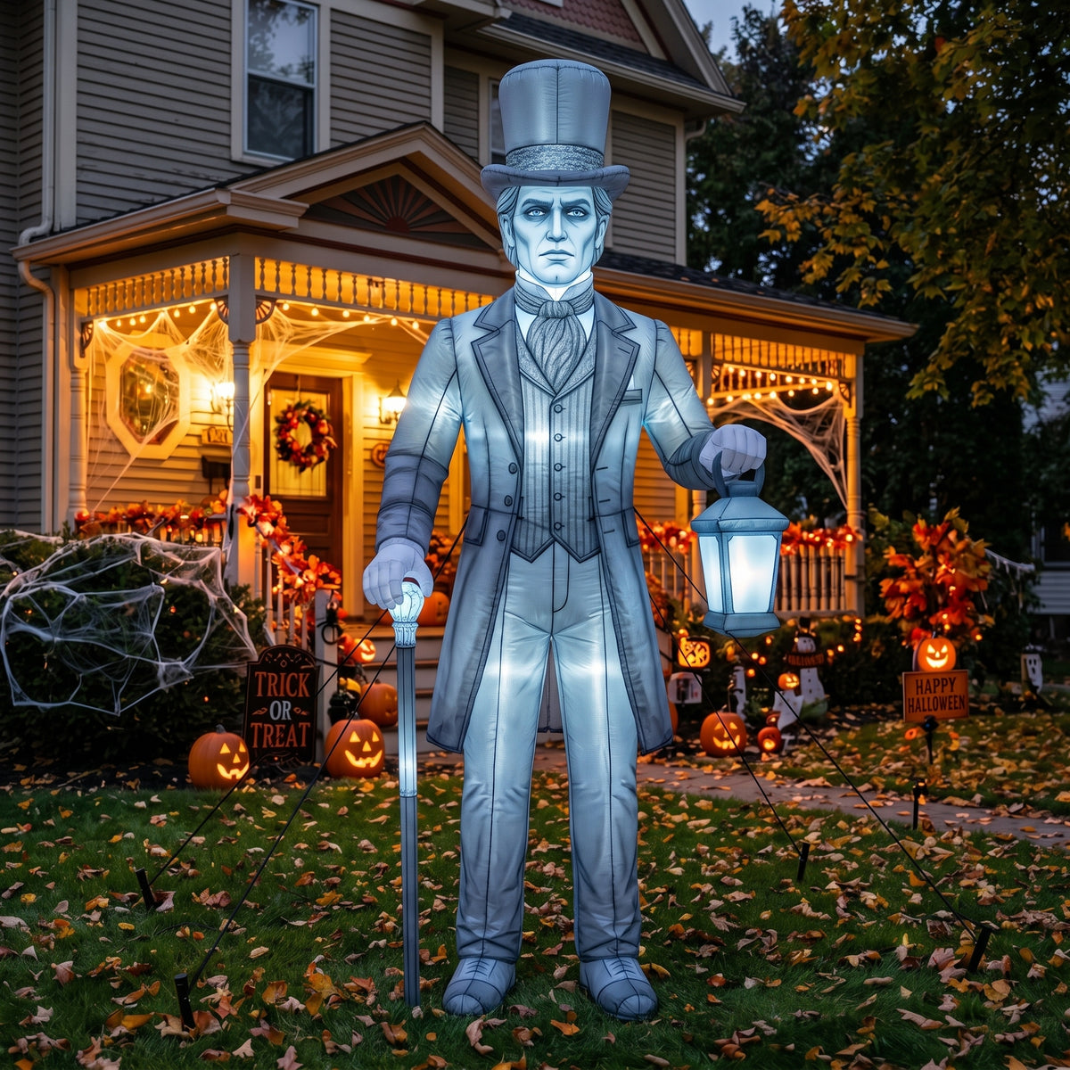 6' Haunted Mansion Victorian Ghost Man Yard Halloween Inflatable Blow Up Decor Prop